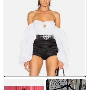 THE ATTICO off shoulder lazy balloon sleeve knot tie white top size IT 38/US 2